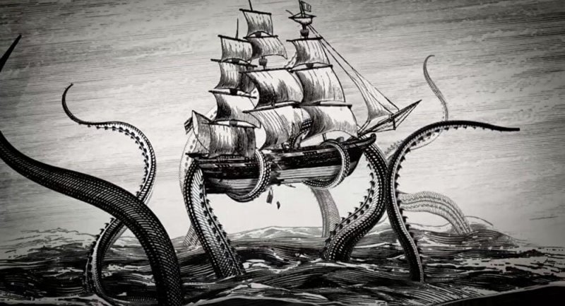 El kraken es un calamar gigate rodeado de muchas leyendas urbanas.